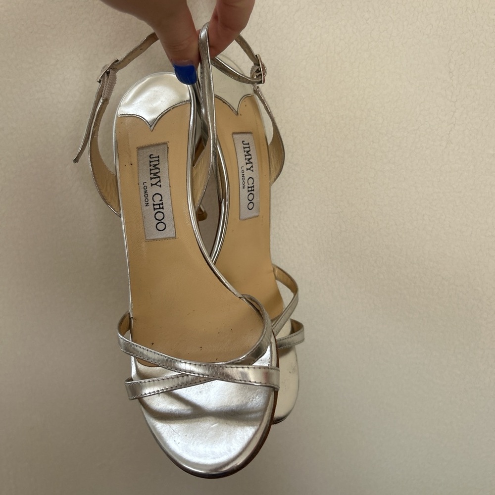Jimmy Choo Metallic Silver Heels